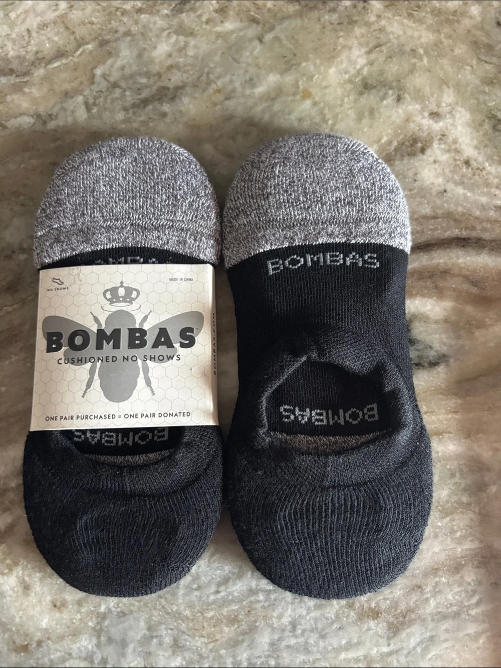 Bombas Woman’s Cushioned No-Show Socks - Black & Gray